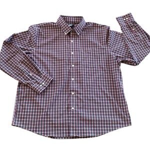 Lands End Plaid Long Sleeve Burgundy Black Shirt NWOT Size XL‎